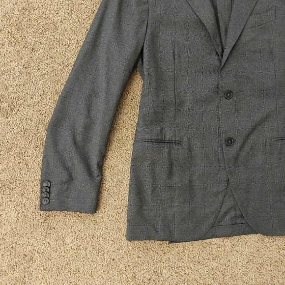 Boggi Blazer Men's 46R Gray Plaid Slim Fit‎ Italian Wool Windowpane